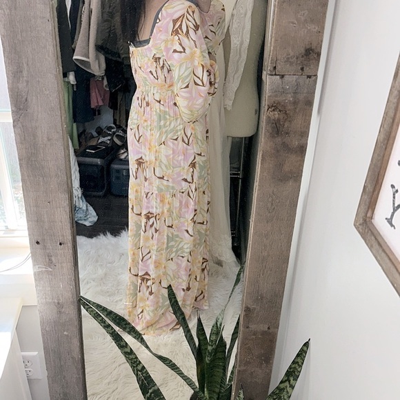 Roxy floral maxi dress boho size medium with waist cutout - Picture 4 of 7